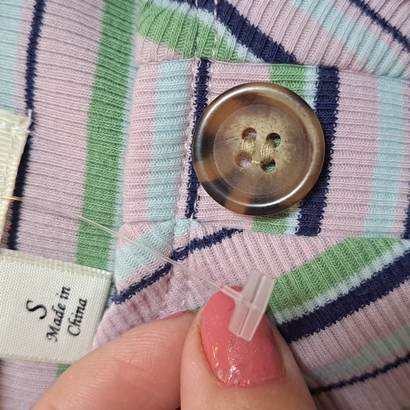 Miami Striped Faux Button Down Tie Sleeve Dress. Size Small NWOT - Picture 8 of 9